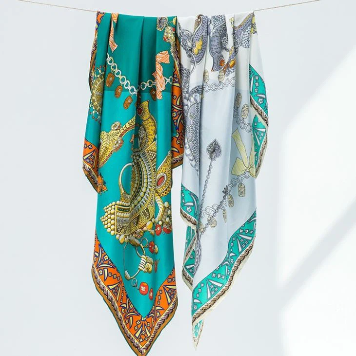 Mint Green Digital Print Square Scarves